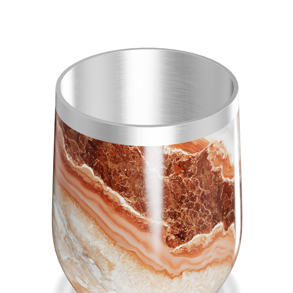 Copo Térmico Slim - Marmorizado Marrom e Branco