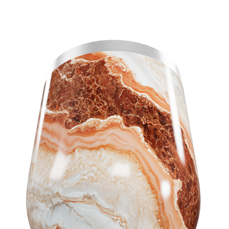 Copo Térmico Slim - Marmorizado Marrom e Branco