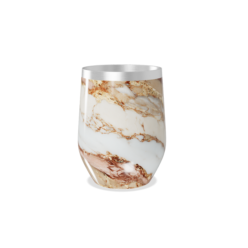 Copo Térmico Slim - Mármore Branco e Dourado