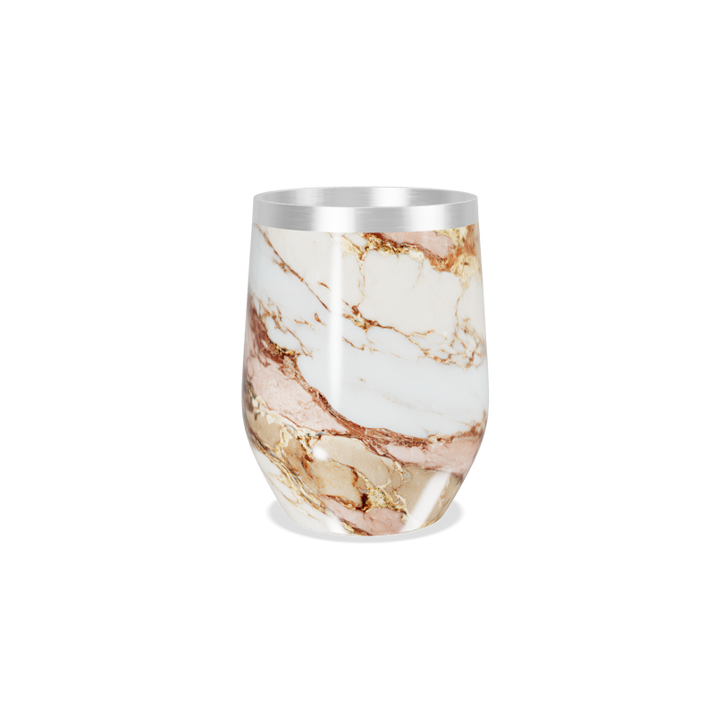 Copo Térmico Slim - Mármore Branco e Dourado