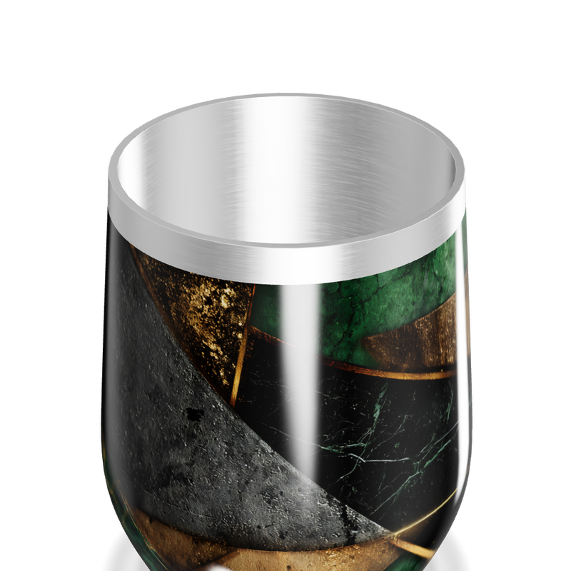 Copo Térmico Slim - Mármore Verde e Dourado