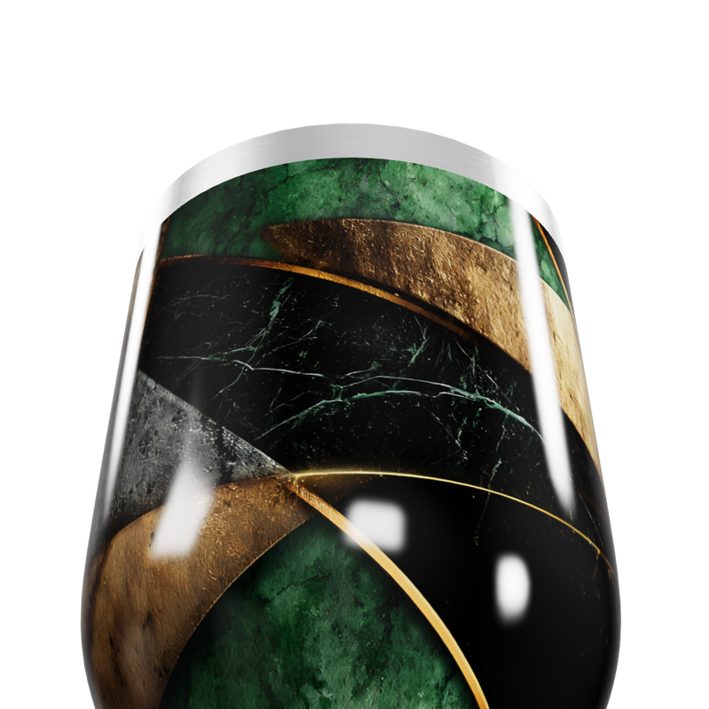 Copo Térmico Slim - Mármore Verde e Dourado