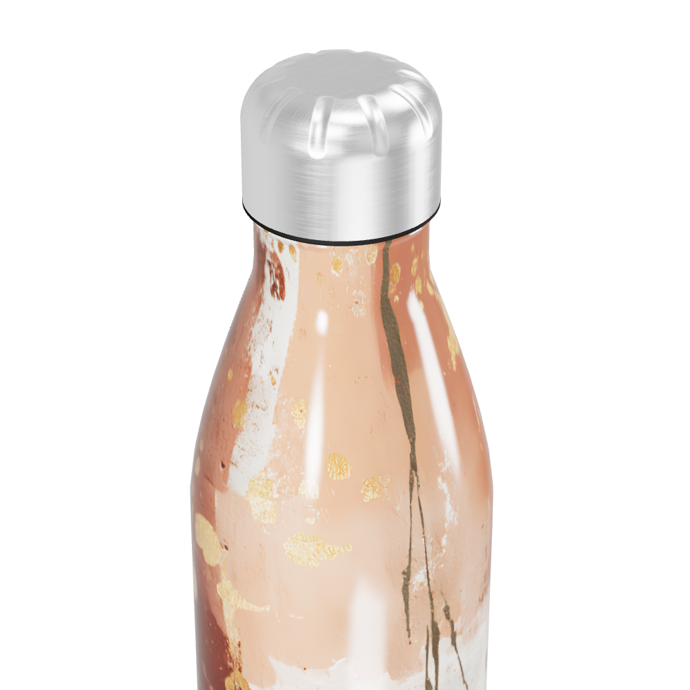 Garrafa Inox - Estampa Abstrata Bege e Dourado