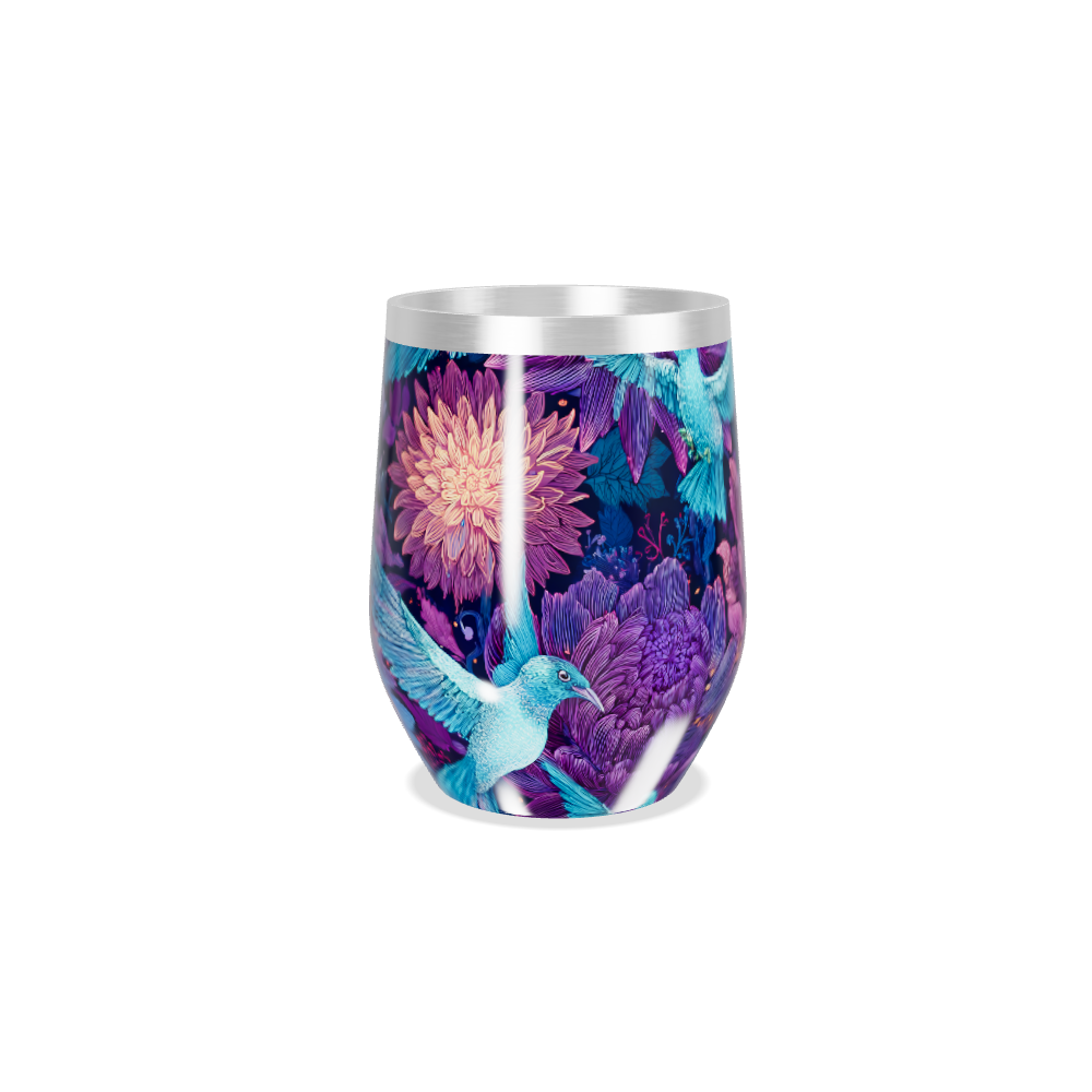 Copo Térmico Slim - Floral Roxo Aço Inox