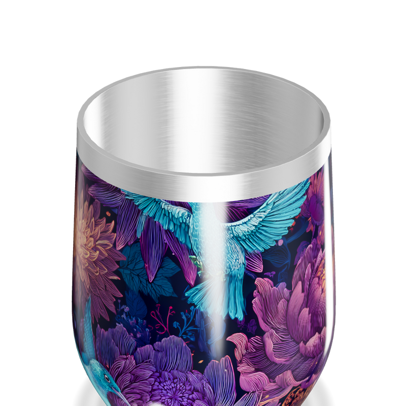Copo Térmico Slim - Floral Roxo Aço Inox