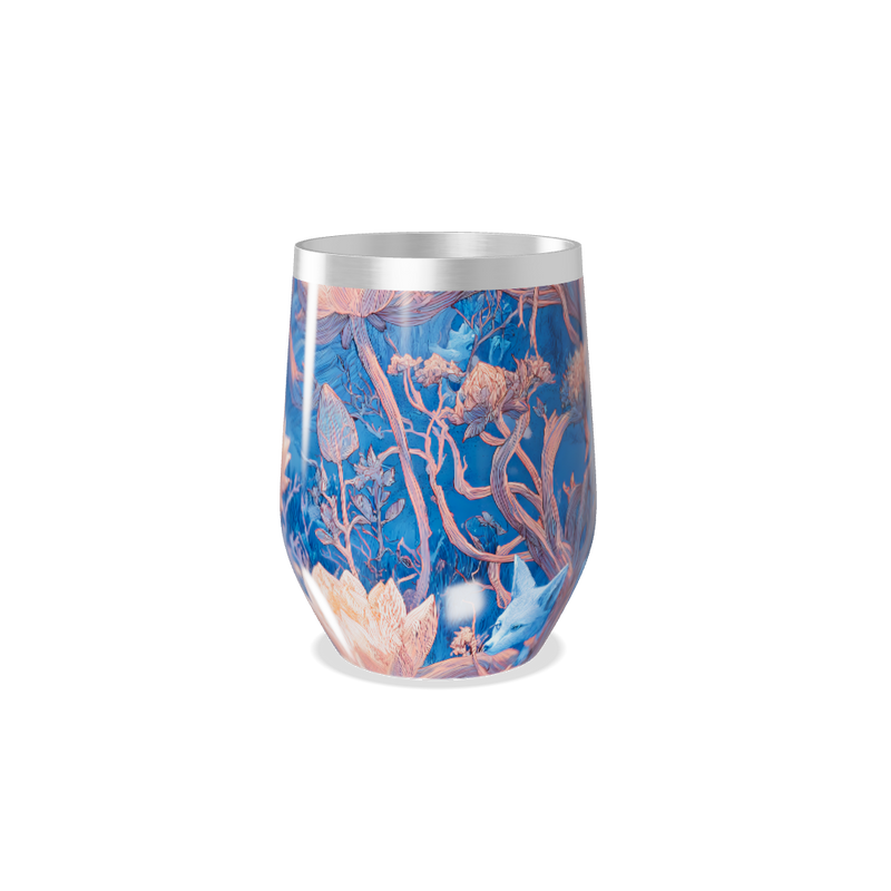 Copo Térmico Slim - Floral Azul Inox