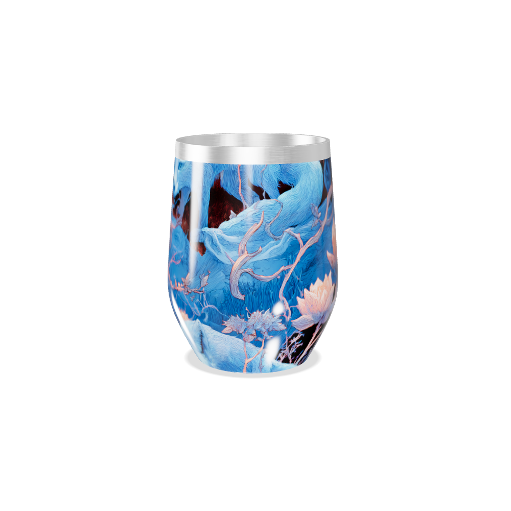 Copo Térmico Slim - Floral Azul Inox