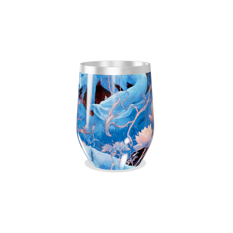 Copo Térmico Slim - Floral Azul Inox