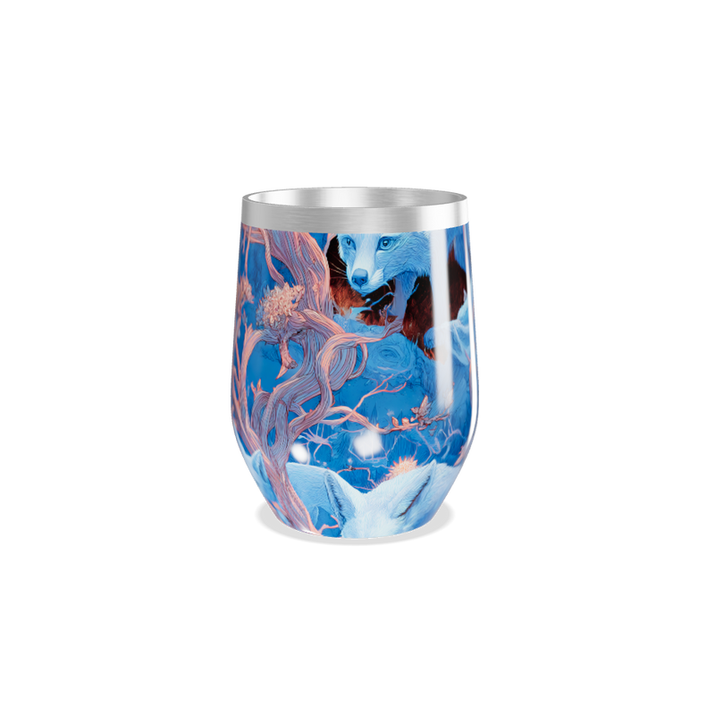 Copo Térmico Slim - Floral Azul Inox