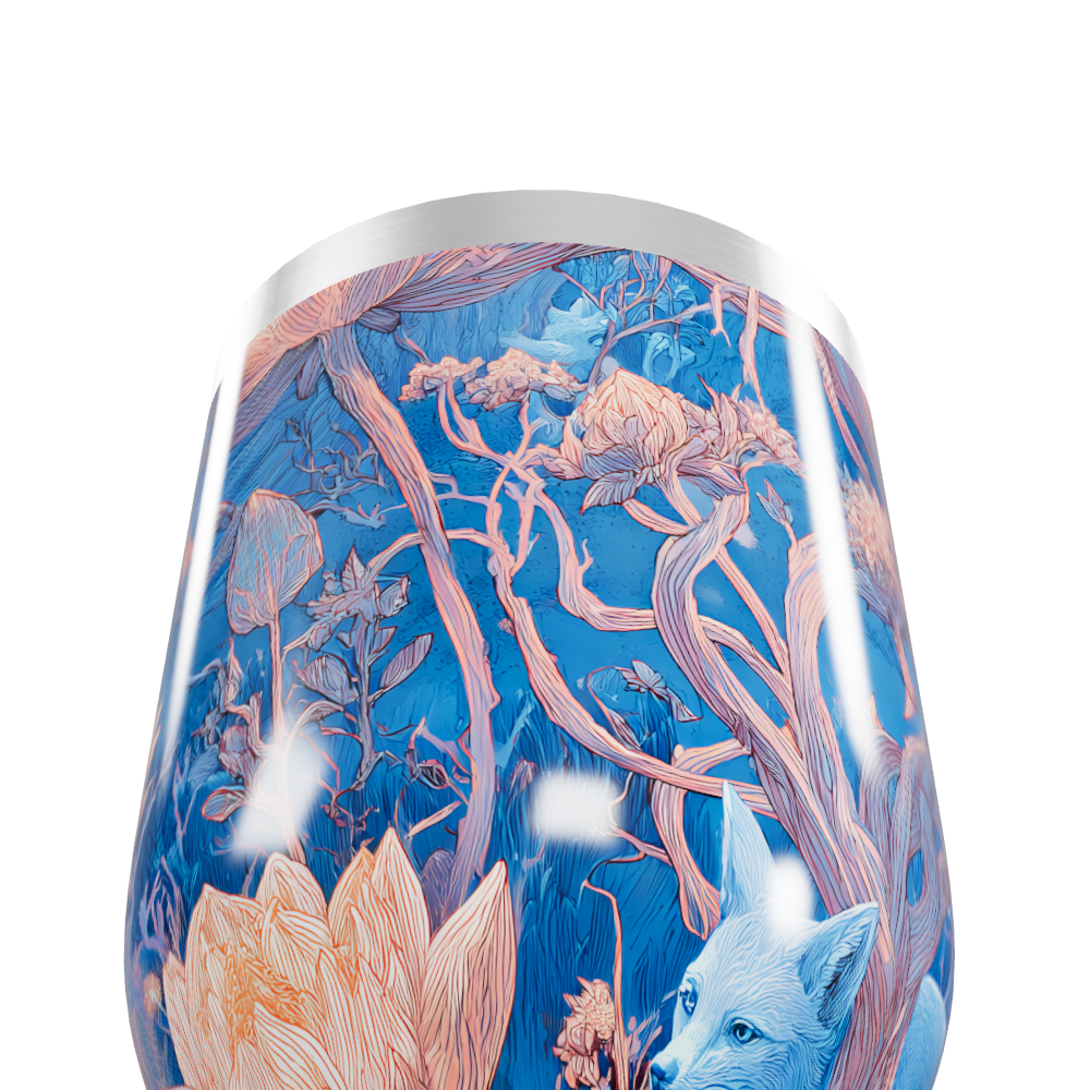 Copo Térmico Slim - Floral Azul Inox