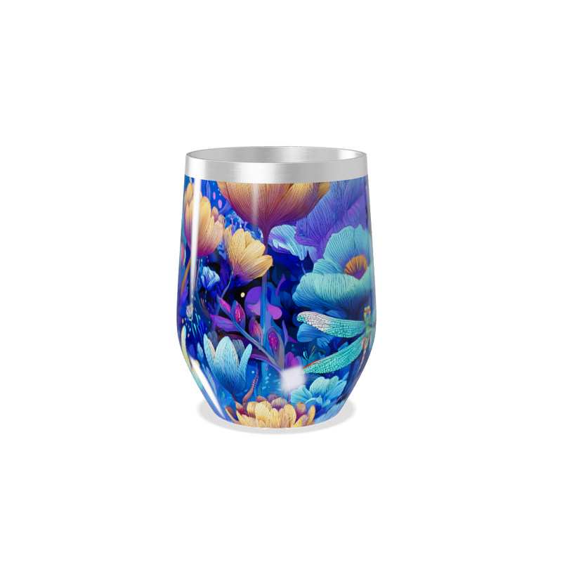 Copo Térmico Slim - Floral Azul Inox