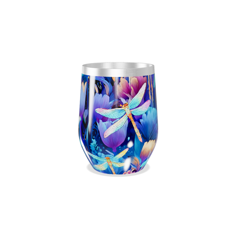 Copo Térmico Slim - Floral Azul Inox