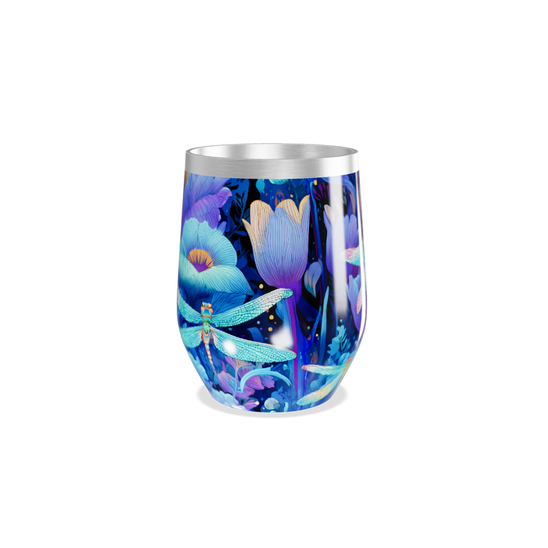 Copo Térmico Slim - Floral Azul Inox