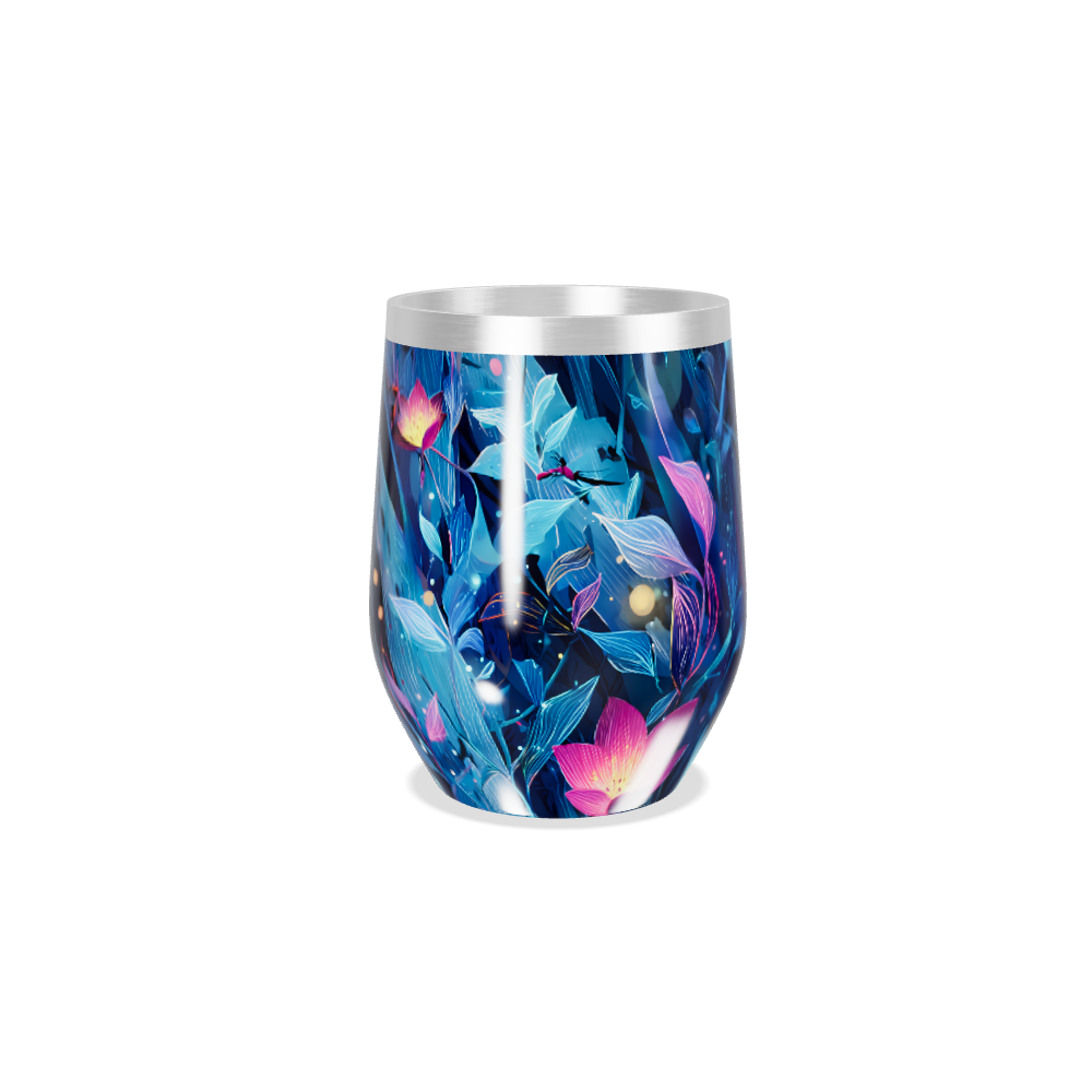 Copo Térmico Slim - Floral Azul Inox
