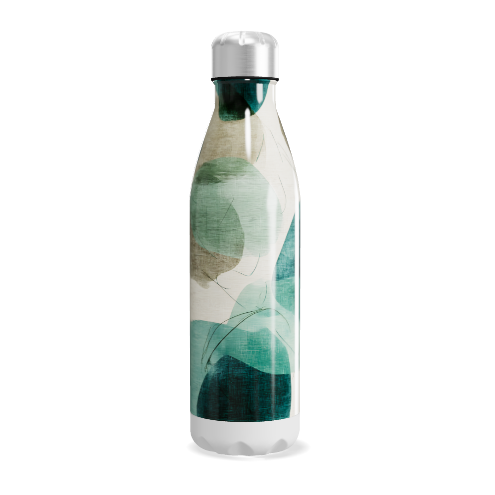 Garrafa Inox - Estampa Folhas Azul