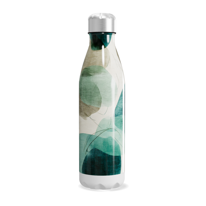 Garrafa Inox - Estampa Folhas Azul