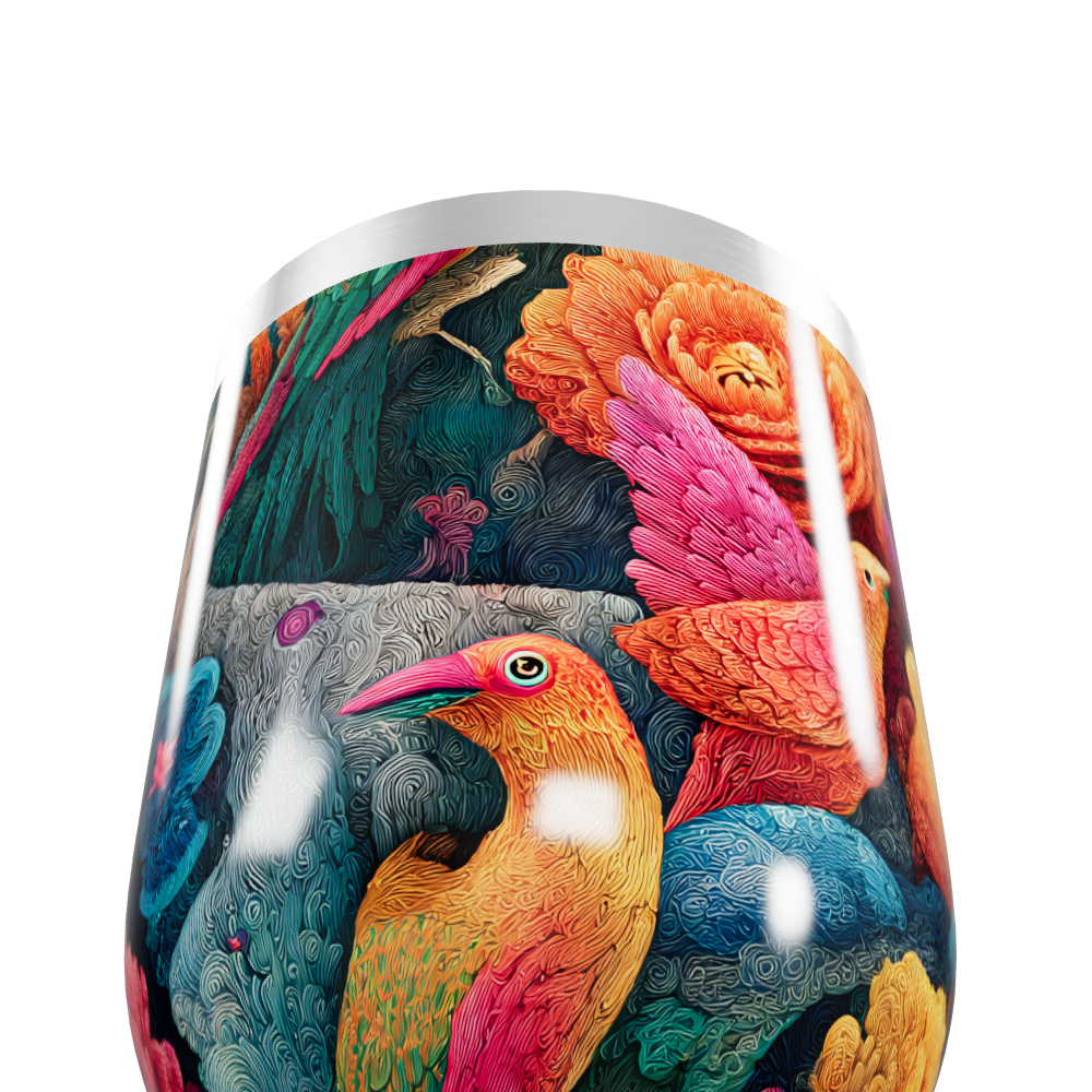 Copo Térmico Slim - Estampa de Aves Coloridas