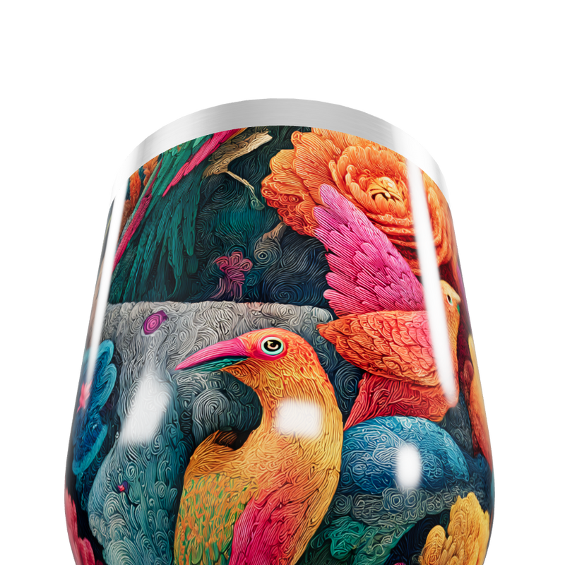 Copo Térmico Slim - Estampa de Aves Coloridas