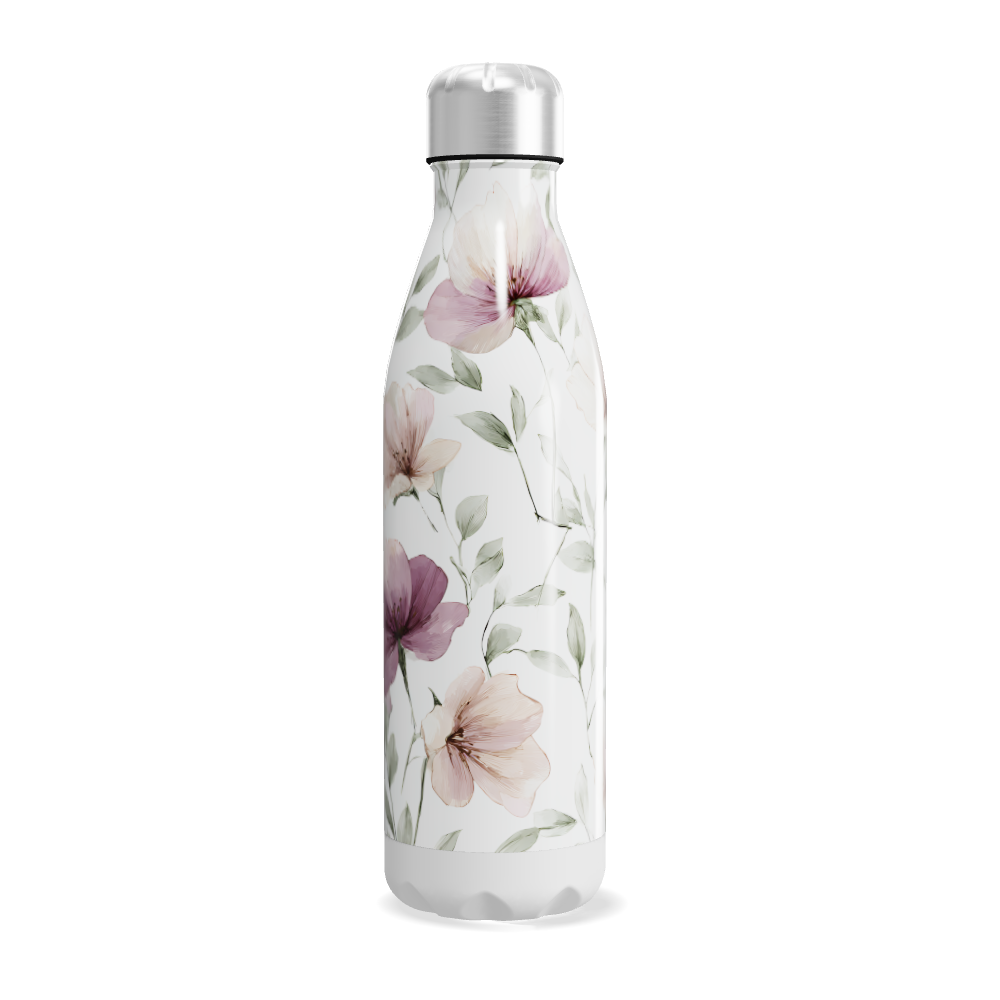 Garrafa Inox Floral Branco 500ml