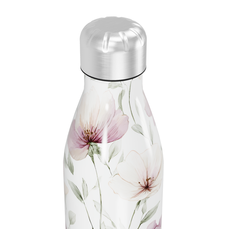 Garrafa Inox Floral Branco 750ml