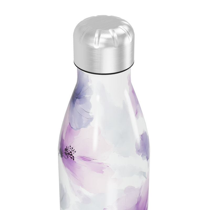 Garrafa Inox - Floral Roxo Branco