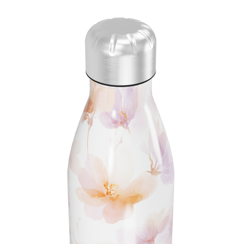 Garrafa Inox - Floral Branca