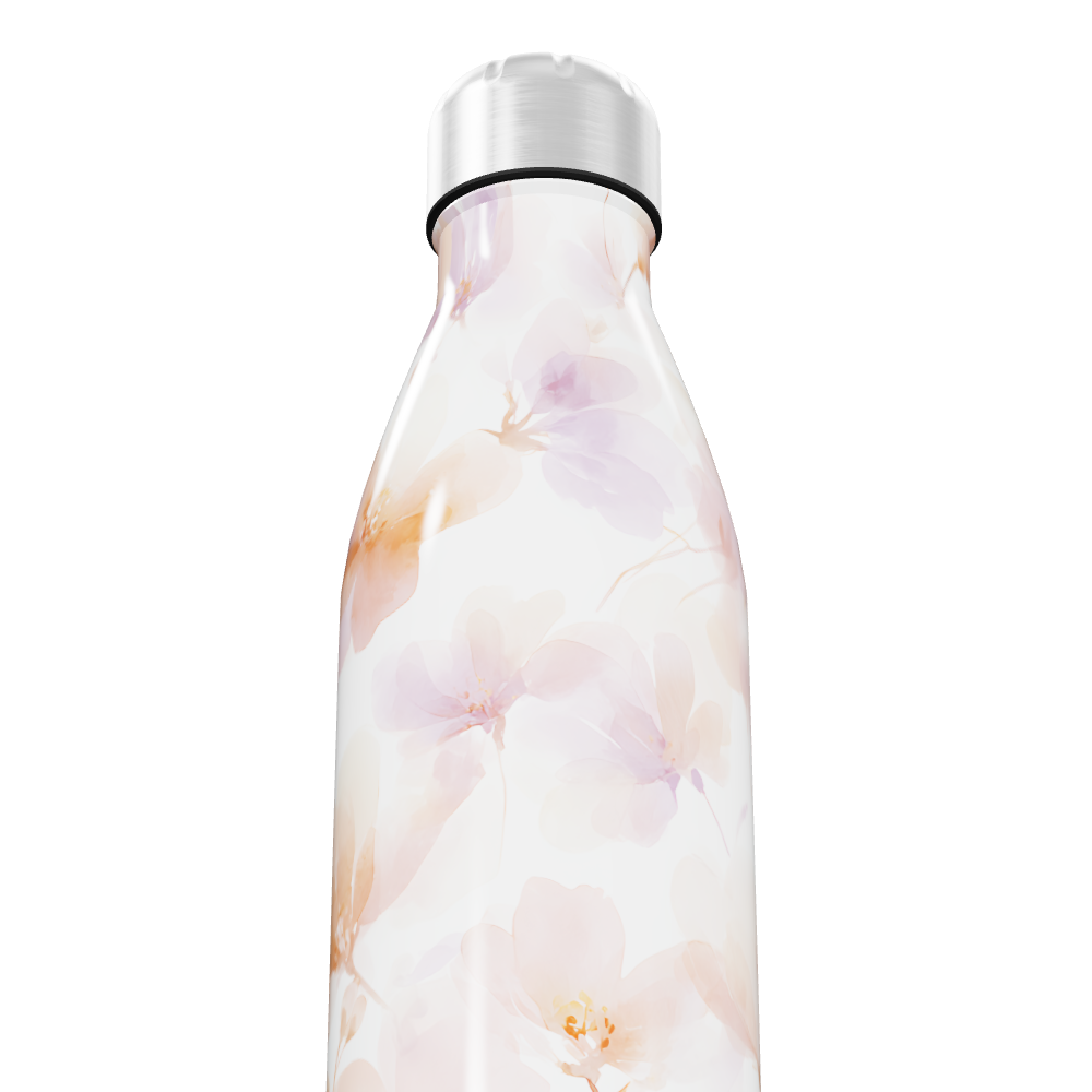 Garrafa Inox - Floral Branca