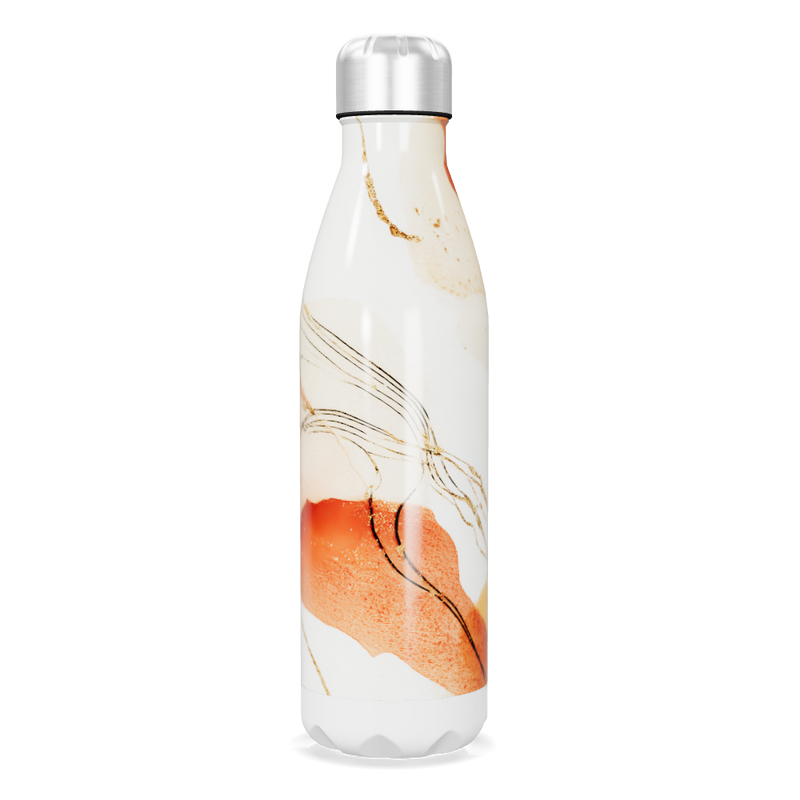 Garrafa Inox - Branca com Estampa Abstrata