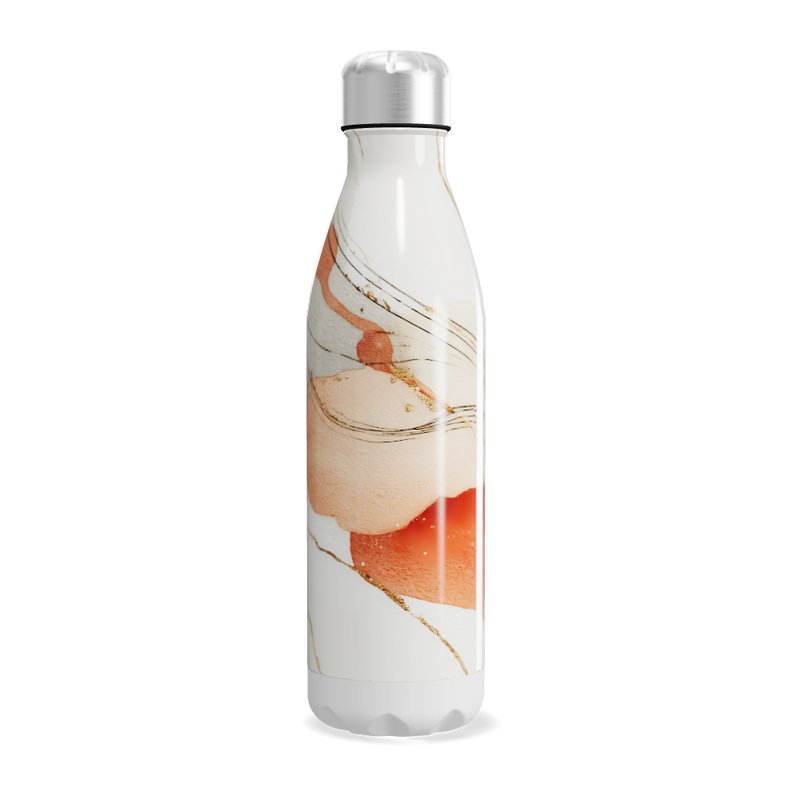 Garrafa Inox - Branca com Estampa Abstrata
