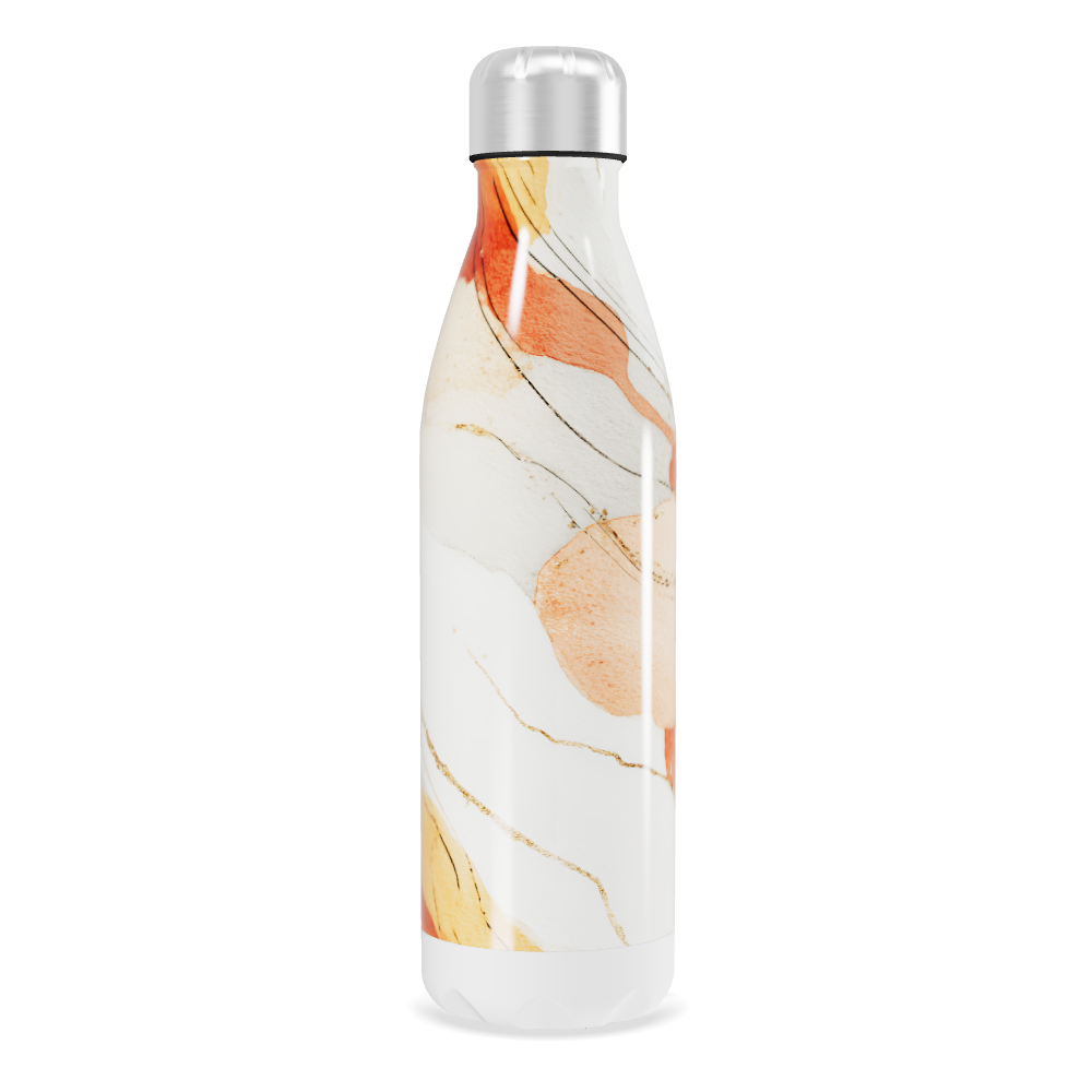 Garrafa Inox - Branca com Estampa Abstrata