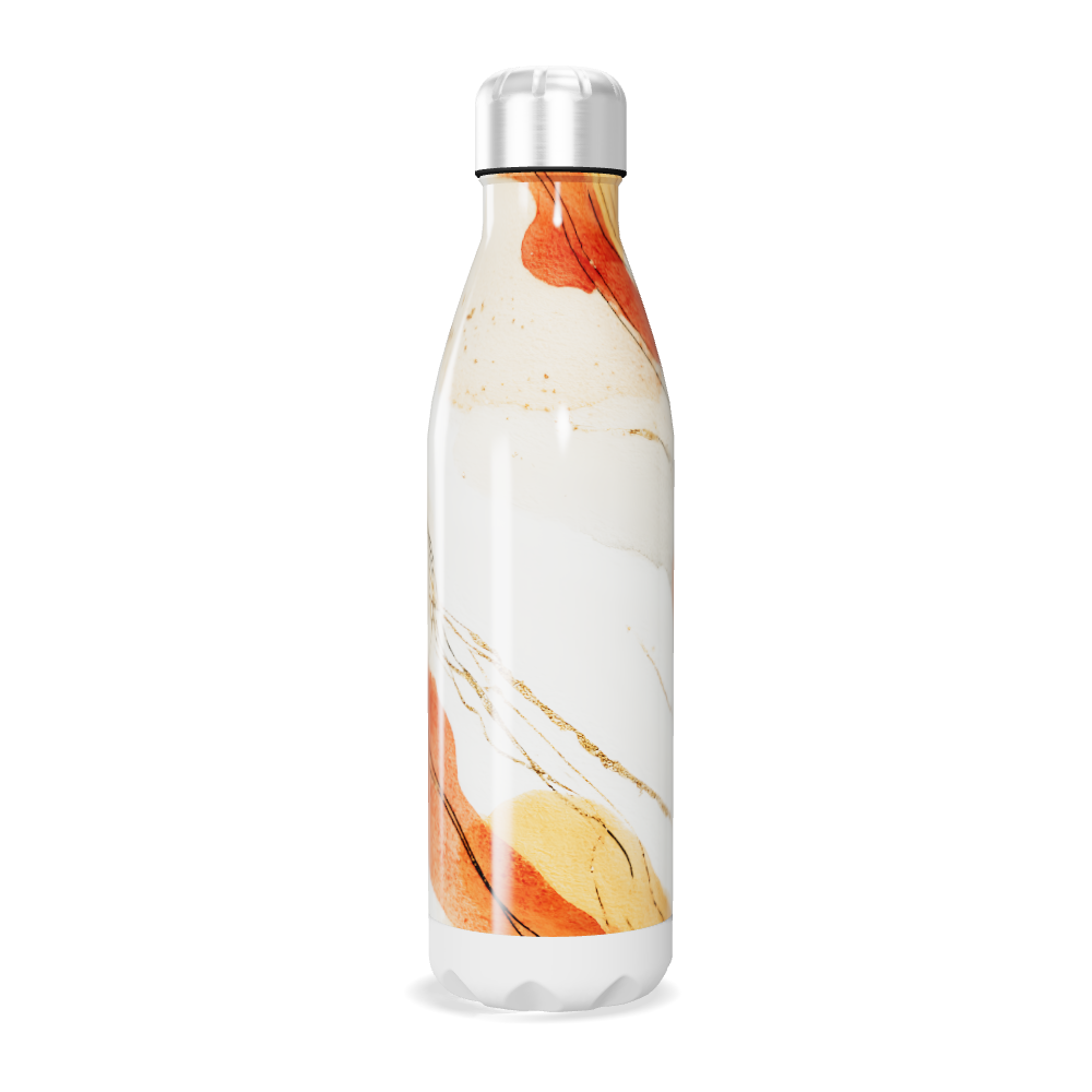 Garrafa Inox - Branca com Estampa Abstrata