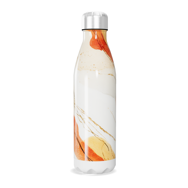 Garrafa Inox - Branca com Estampa Abstrata