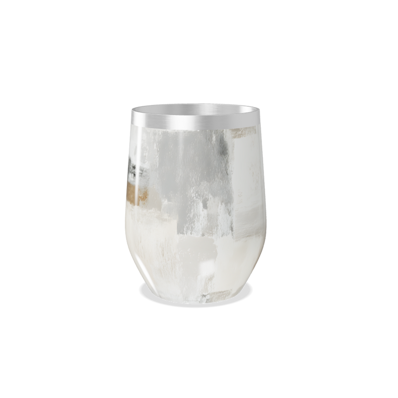 Copo Térmico Slim - Branco e Prata Texturizado