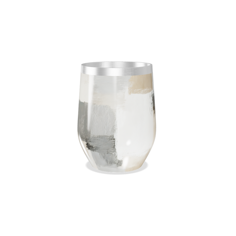 Copo Térmico Slim - Branco e Prata Texturizado