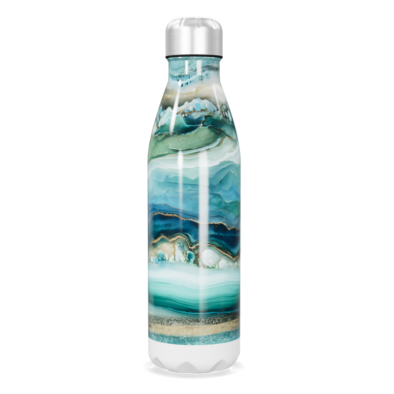 Garrafa Inox - Estampa Marmorizada Azul