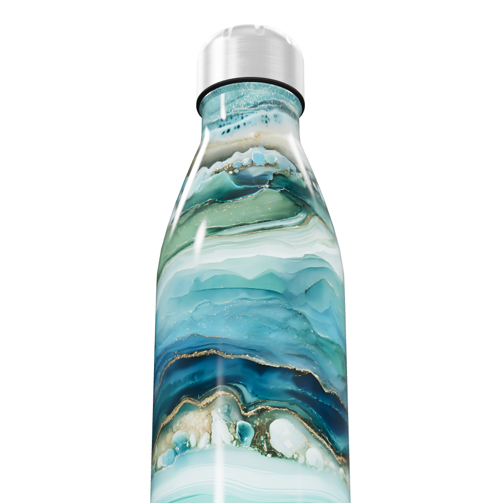Garrafa Inox - Estampa Marmorizada Azul