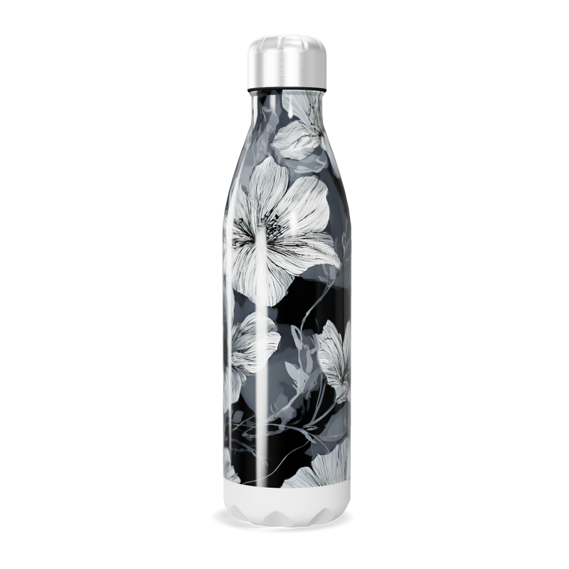 Garrafa Inox - Floral Preto e Branco
