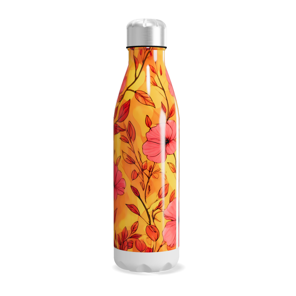 Garrafa Inox - Floral Amarela
