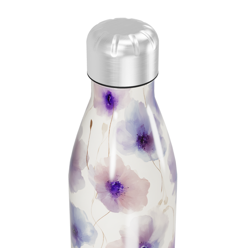Garrafa Inox - Floral Roxo e Branco