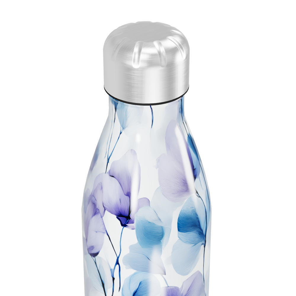 Garrafa Inox Flores Azul e Roxo