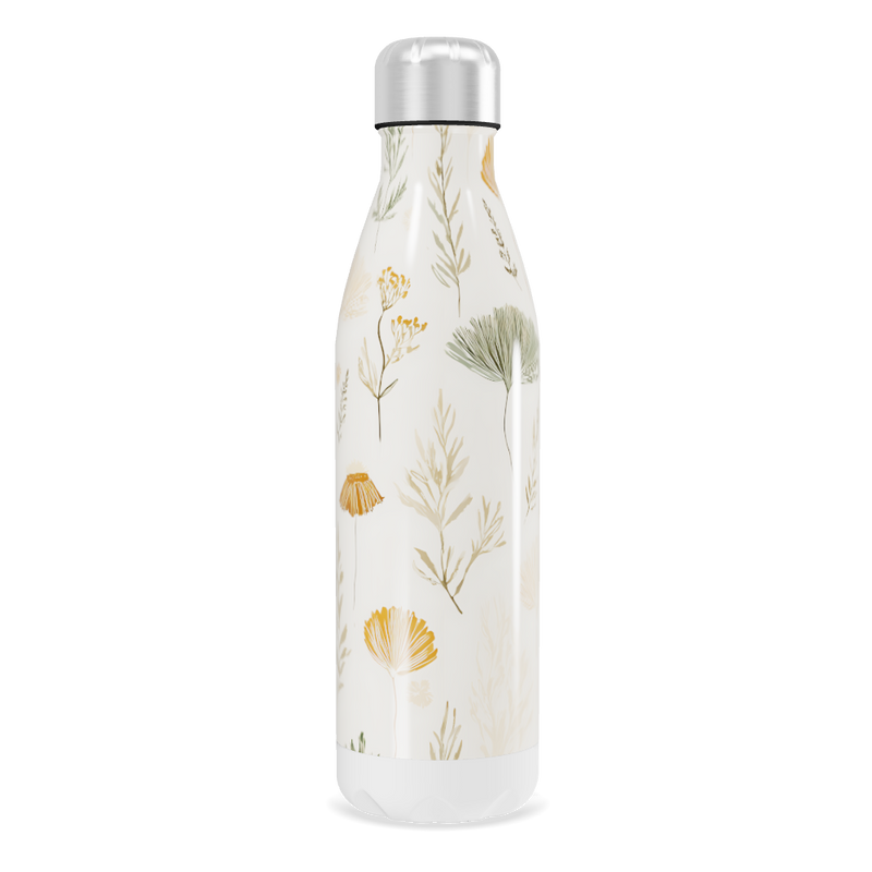 Garrafa Inox Flores - Estampa Floral Branca