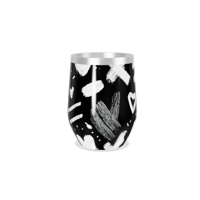 Copo Térmico Slim - Preto com Desenhos Brancos