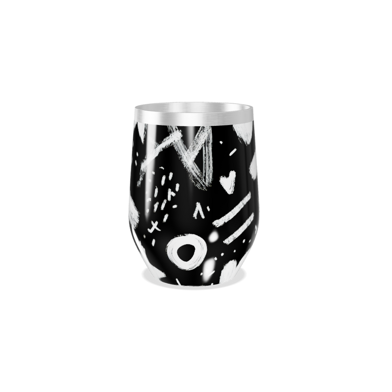Copo Térmico Slim - Preto com Desenhos Brancos
