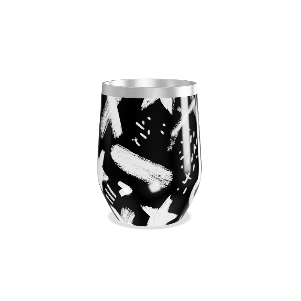 Copo Térmico Slim - Preto com Desenhos Brancos