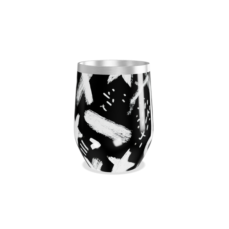 Copo Térmico Slim - Preto com Desenhos Brancos