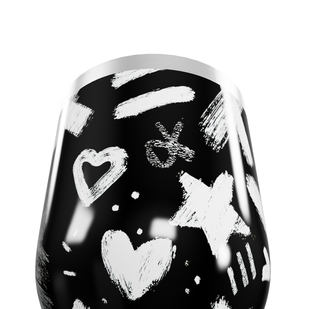 Copo Térmico Slim - Preto com Desenhos Brancos