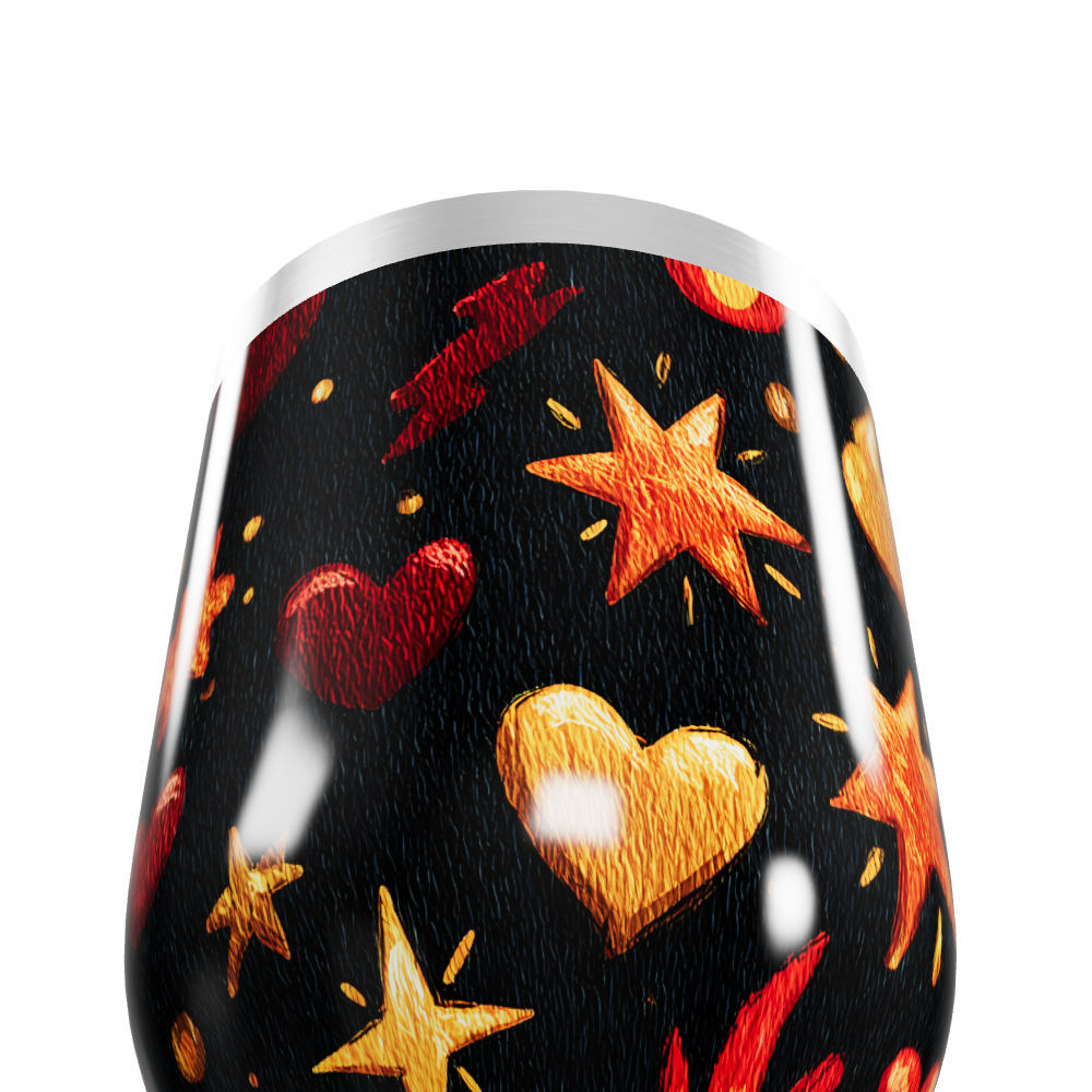 Copo Térmico Slim - Estampado Corações e Estrelas