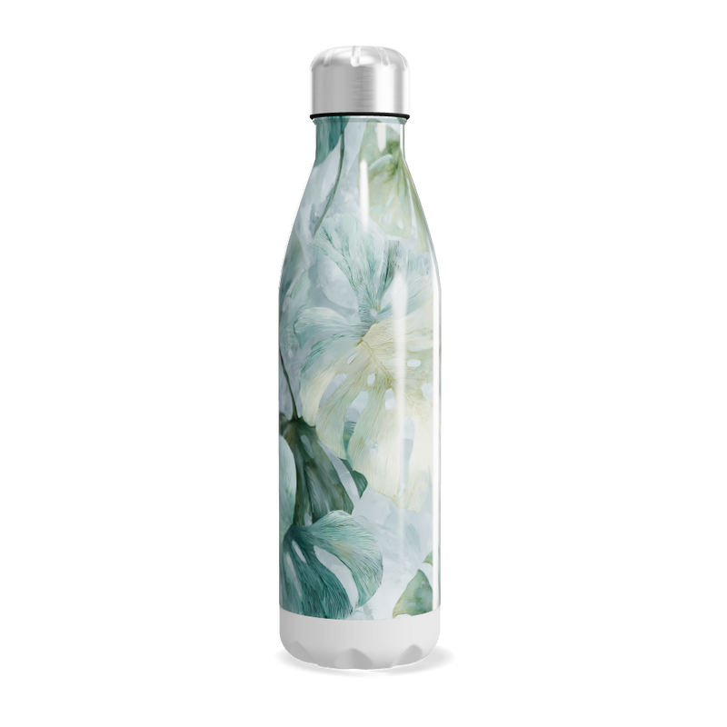 Garrafa Inox - Floral Verde e Branco