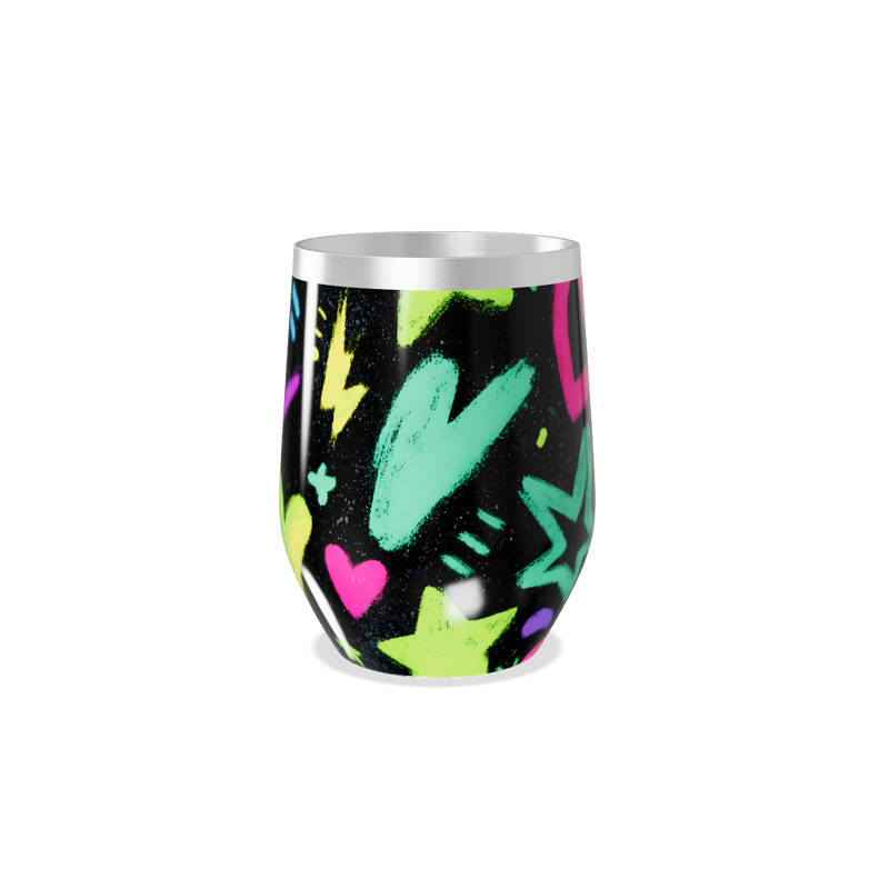 Copo Térmico Slim - Preto Neon Corações