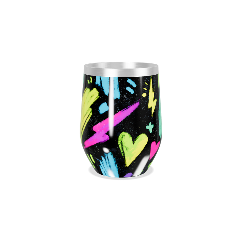 Copo Térmico Slim - Preto Neon Corações